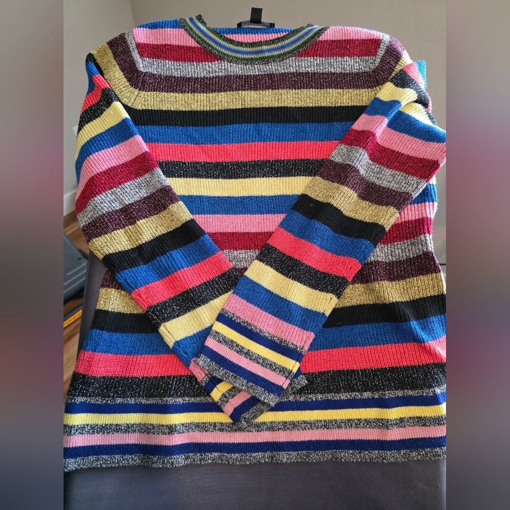 INC International Concepts Women's Colorful Striped Crewneck Sweater